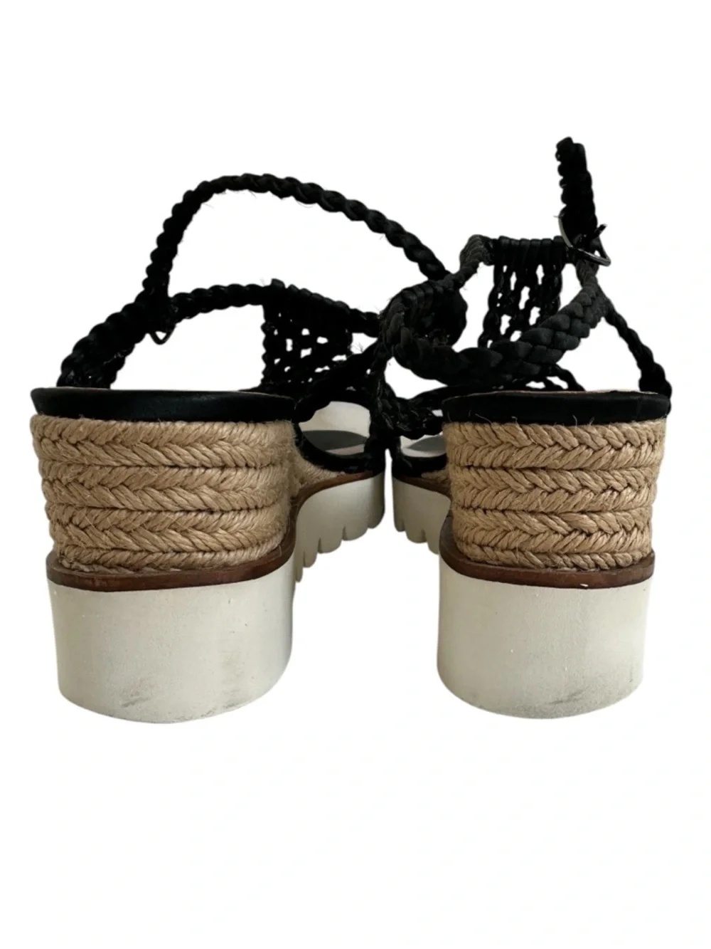 Bibi Lou Ariel Woven Platform Sandals Black Braided Espadrille Size 40/9